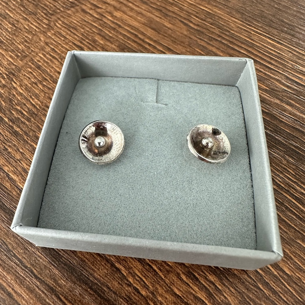 Silver medium button stud earrings